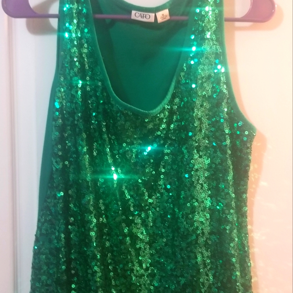 Size XL Green Sequined Cato Tank